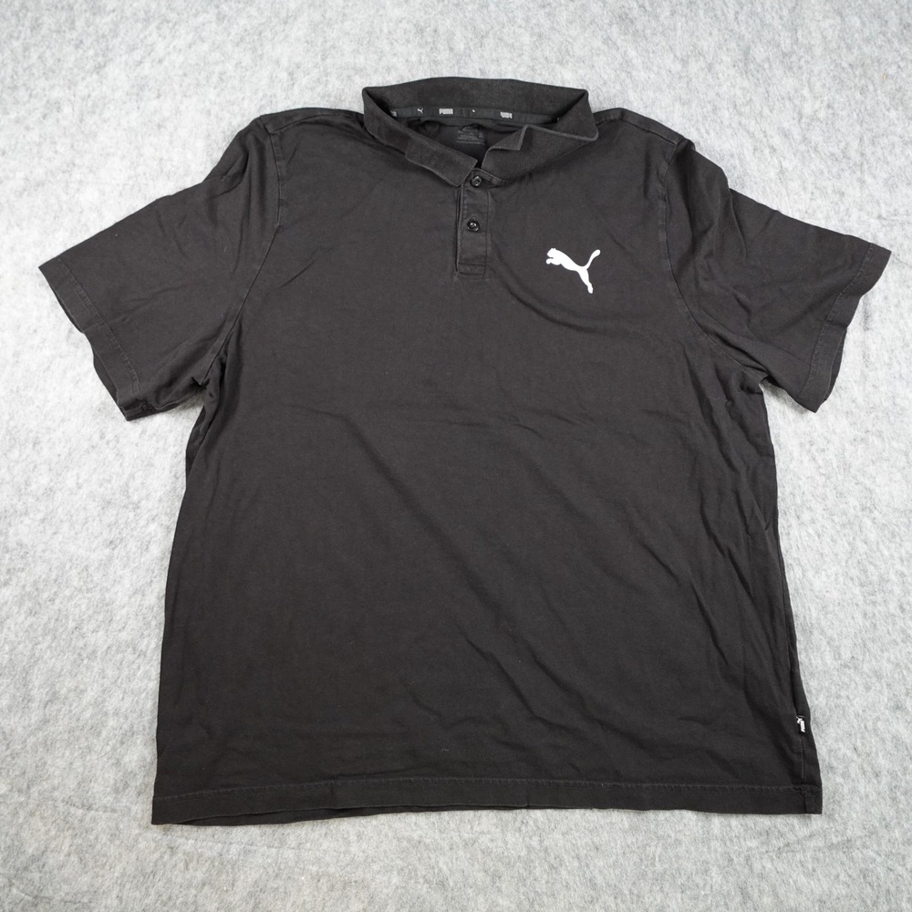 Puma Polo Shirt Men XXL Black Short Sleeve Solid Golf Preppy